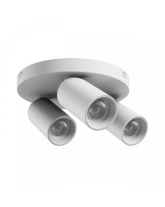 Pinta-asennettava kohdevalo GU10 3-osainen – pyöreä – valkoinen – IP20 – 220×134 mm – ilman lamppua