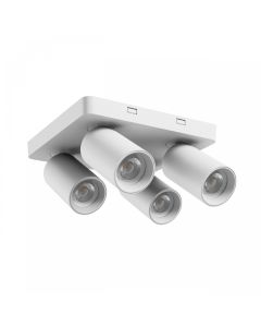 Pinta-asennettava kohdevalo GU10 4-osainen – neliö – valkoinen – IP20 – 220×220×134 mm – ilman lamppua