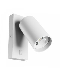 Seinävalaisin GU10 – pyöreä – valkoinen – kytkimellä – IP20 – 55×100 mm – ilman lamppua