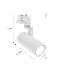3-vaiheinen kiskokohdevalaisin GU10 valkoinen – 56,5×121×172 mm