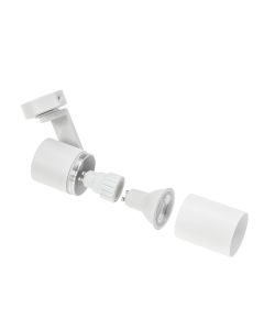 Pinta-asennettava kohdevalo GU10 – valkoinen – IP20 – 56×120×117 mm – ilman lamppua