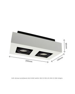 Pinta-asennettava kohdevalo GU10 2-osainen – suorakaide – valkoinen/musta – suunnattava – IP20 – 255×145×85 mm – ilman lamppua
