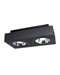LED-spotti AR111 2xGU10 kiinnike suorakulmainen Musta Pinta-asennus kääntyvä IP20
