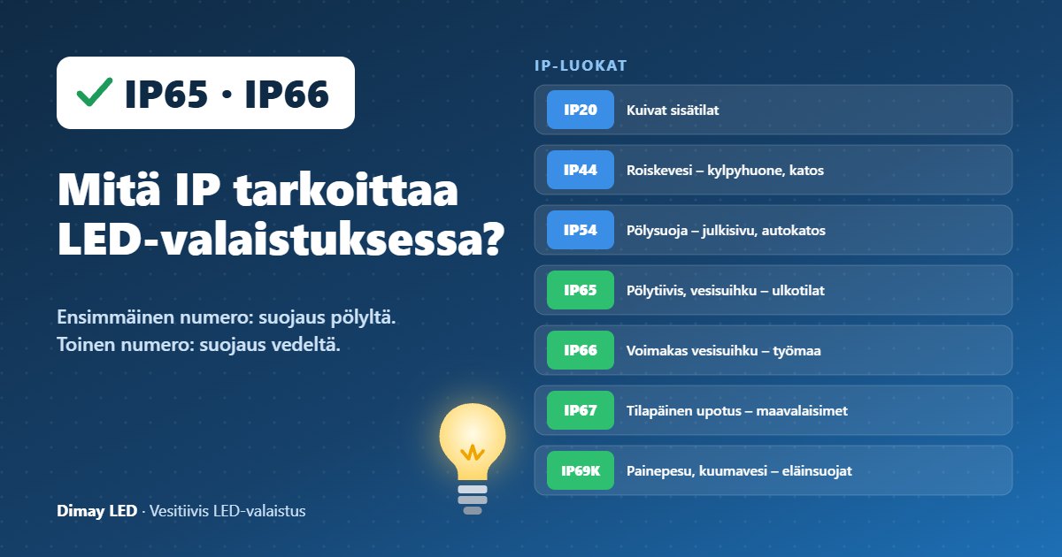 Infografiikka: Mitä IP tarkoittaa LED-valaistuksessa?