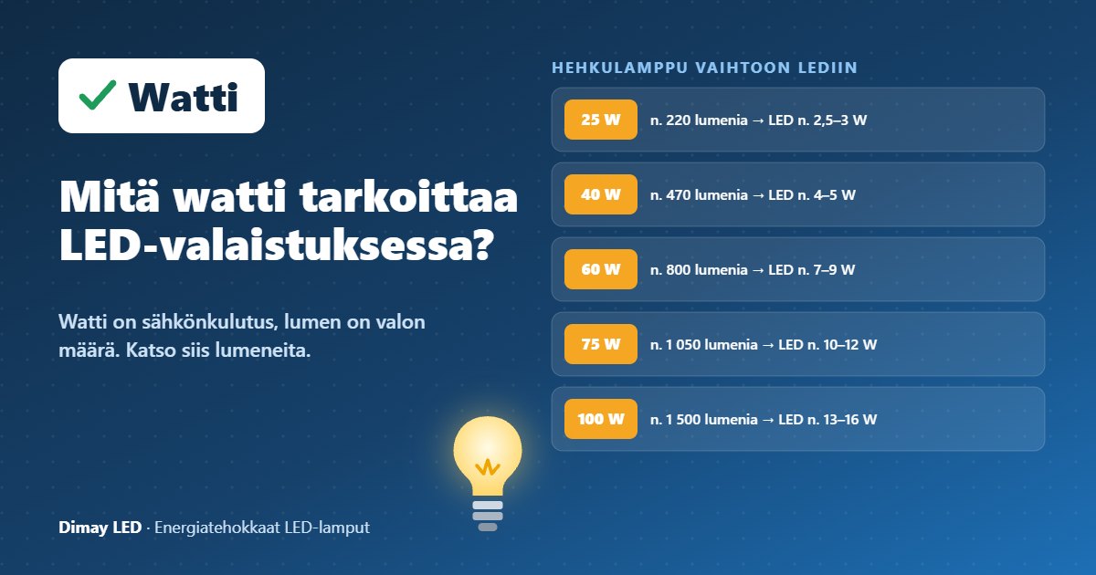 Infografiikka: Mitä watti tarkoittaa LED-valaistuksessa?